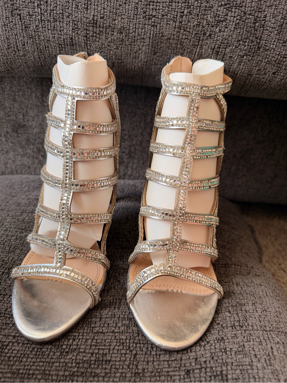 Lauren Lorraine Silver Rae Rhinestone Heels